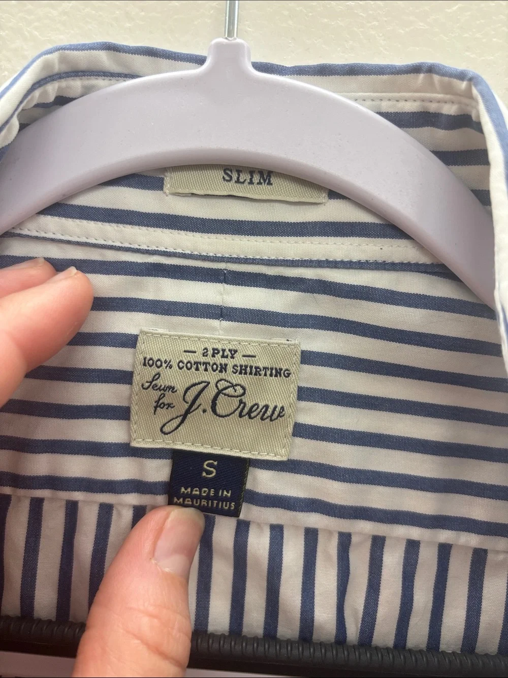 J. Crew Blue and White Striped Button-Down Shirt Men’s Small, Slim fit